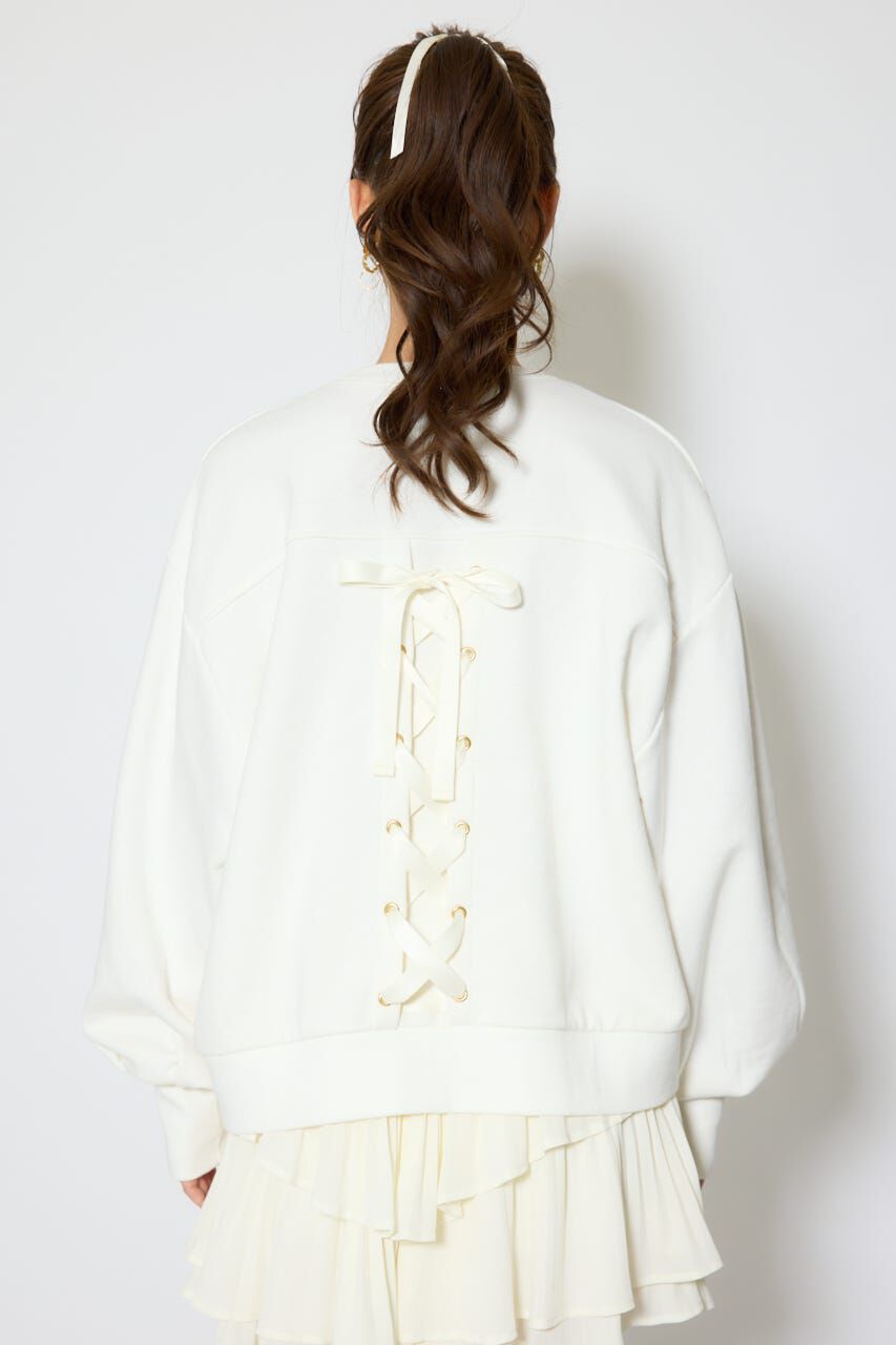 rienda「バックレースアップスウェットトップス」|Tシャツ・カットソー|