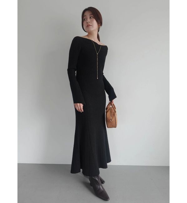 LAGUNAMOON「アシンメトリーネックフレアニットワンピース」|ワンピース|