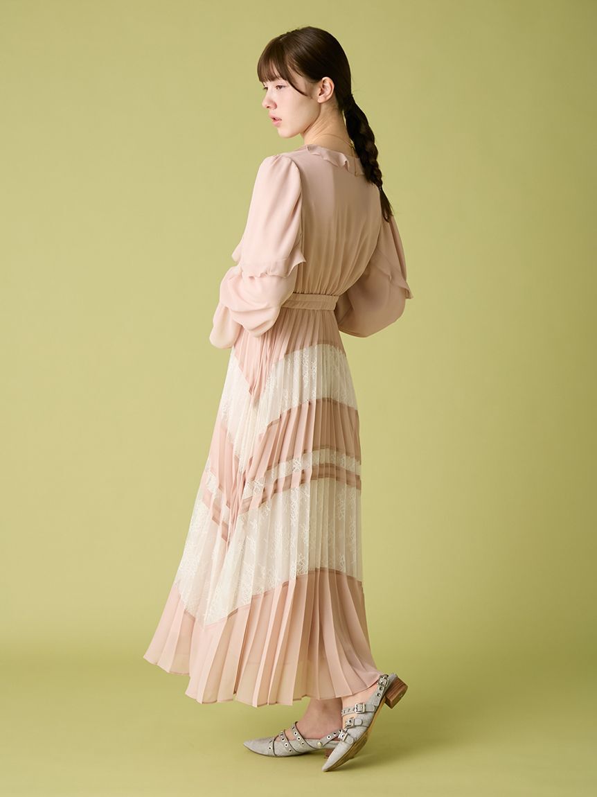 FURFUR「スイッチングレースプリーツドレス」|ドレス|