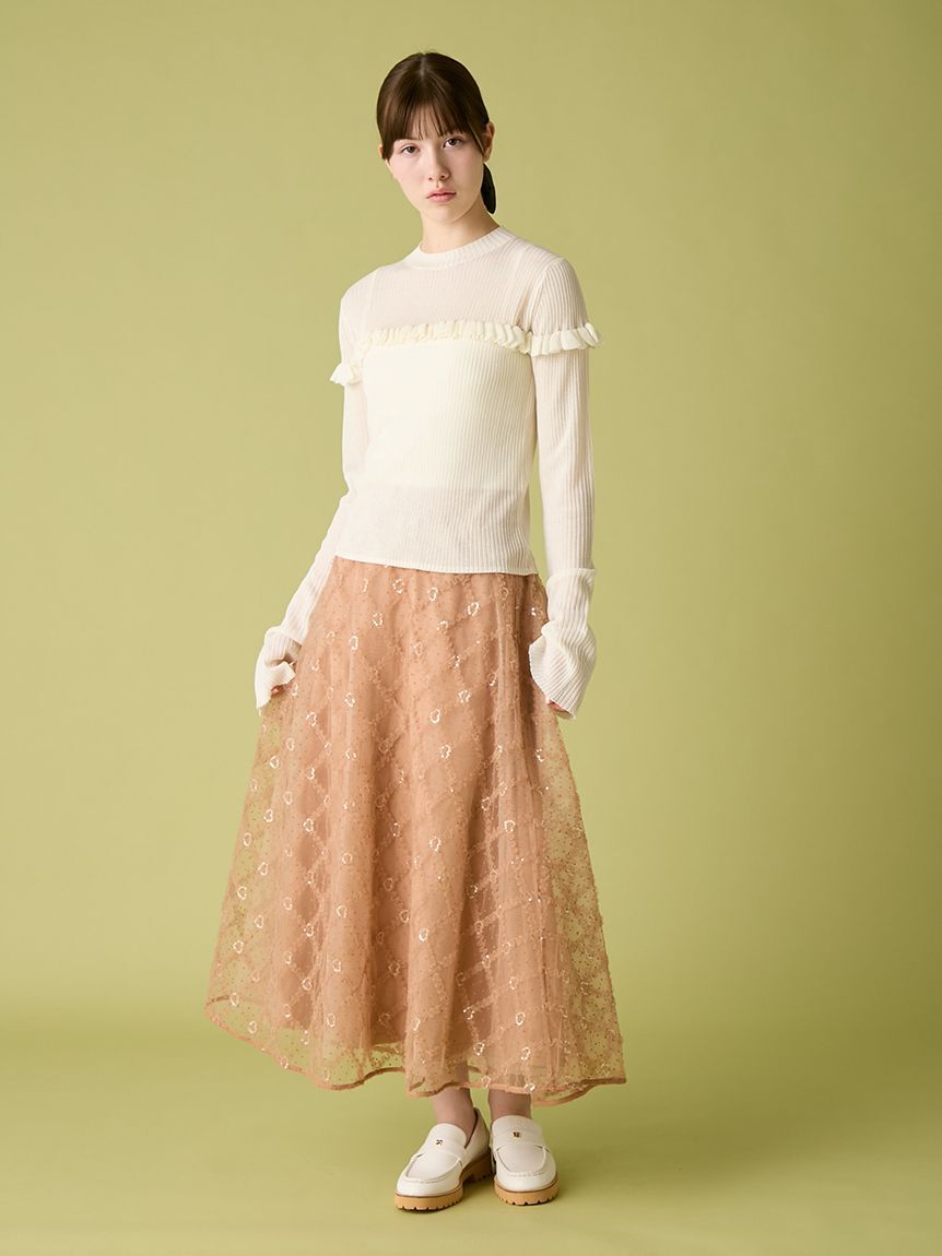 FURFUR「シアーフリルリブプルオーバー」|ニット・セーター|