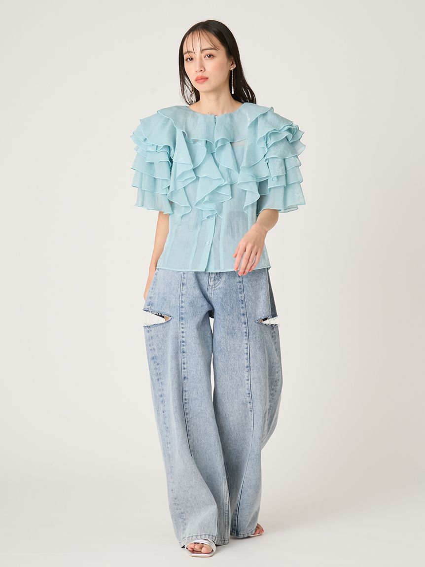 FRAY I.D「2wayフラワースリーブフリルブラウス」|シャツ・ブラウス|