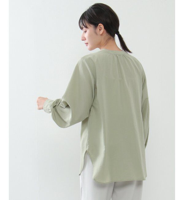 ikka「前後2WAYバンドカラーシャツ」|シャツ・ブラウス|ミントグリン