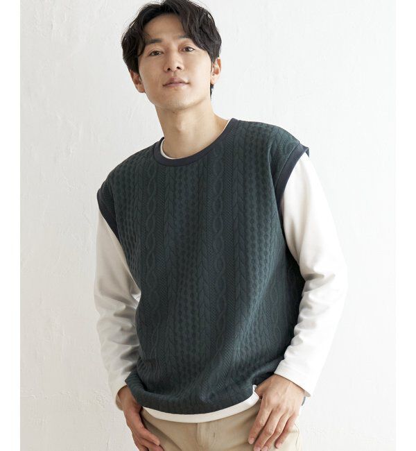 ikka「フクレジャガードフェイクベストロンT」|Tシャツ・カットソー|