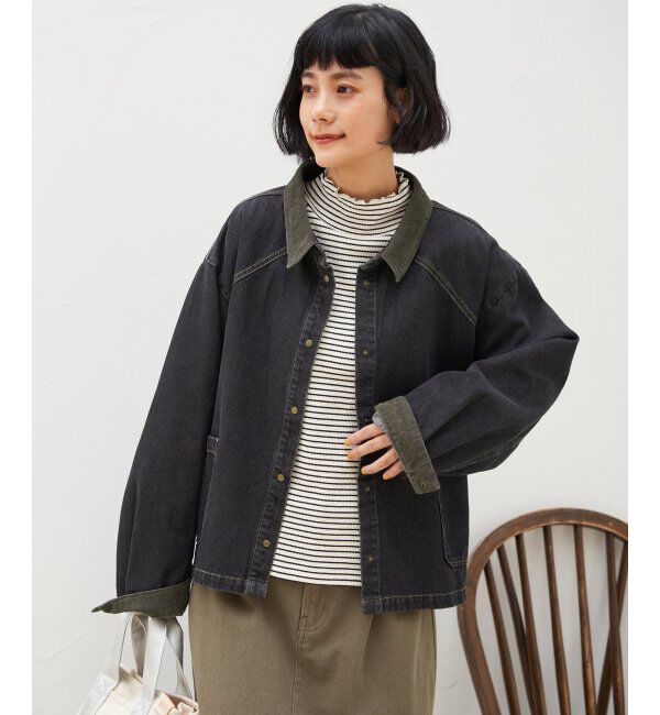 Lbc with Life「コール切り替えデニムジャケット」|ブルゾン・スタジャン|