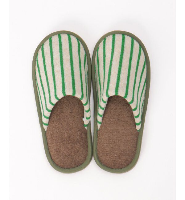 Lbc with Life「パイルスリッパ ボーダー」|ルームシューズ|ブラウン
