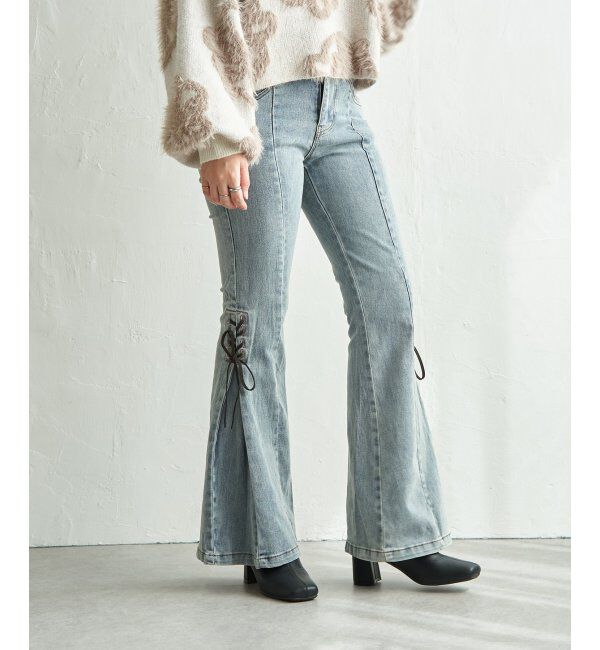 VENCE share style「サイドカットアウトリボンフレア」|デニム|