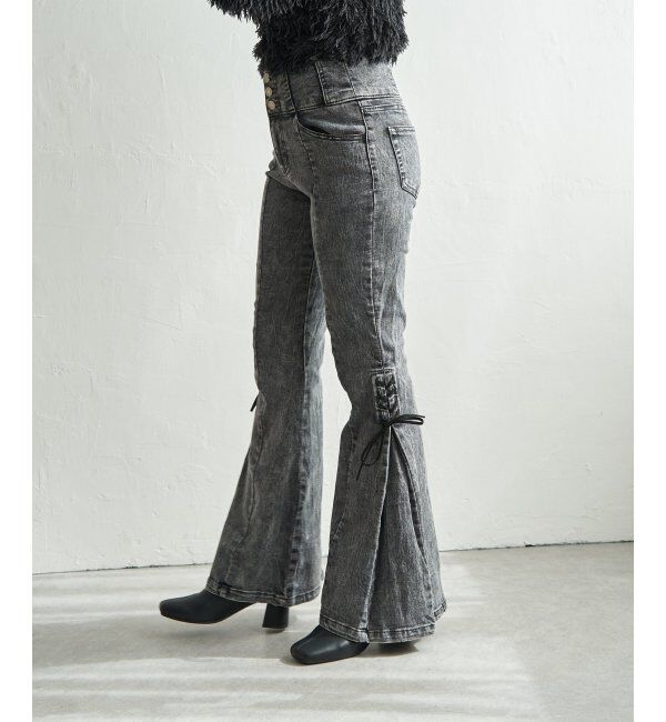 VENCE share style「サイドカットアウトリボンフレア」|デニム|