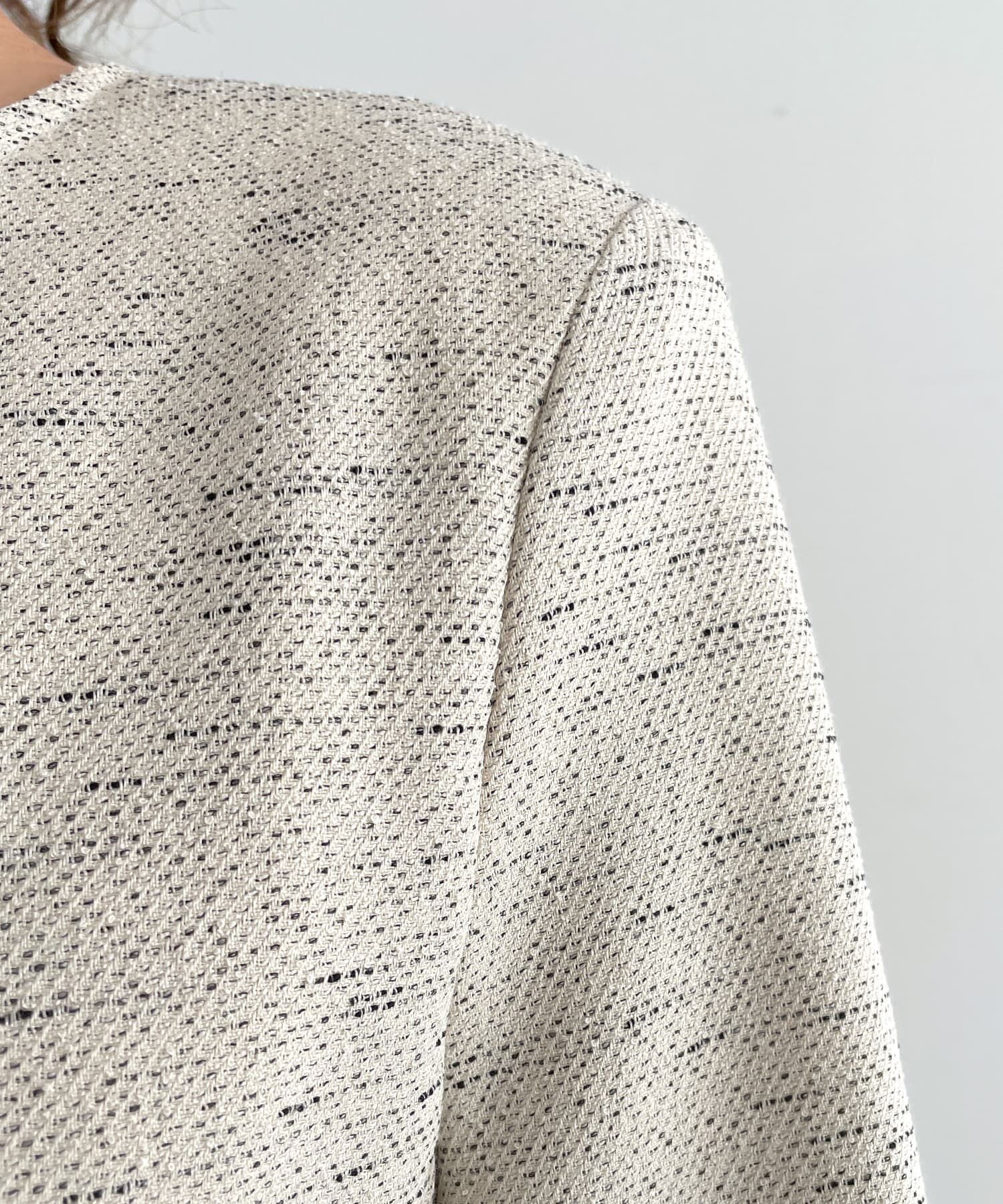 STYLE DELI「糸とばし柄織りノーカラージャケット」|ノーカラージャケット|