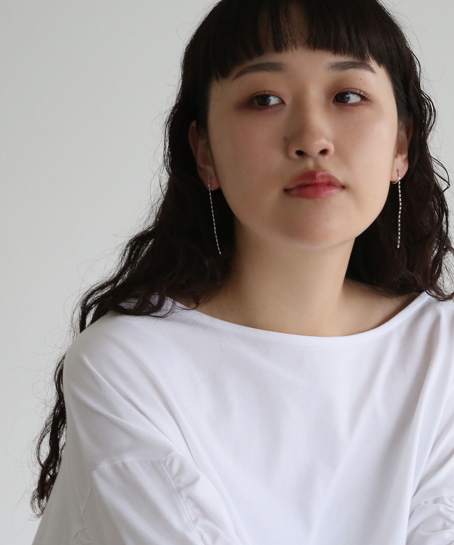  「ノンホール・ロングラインストーンイヤリング」|イヤリング|