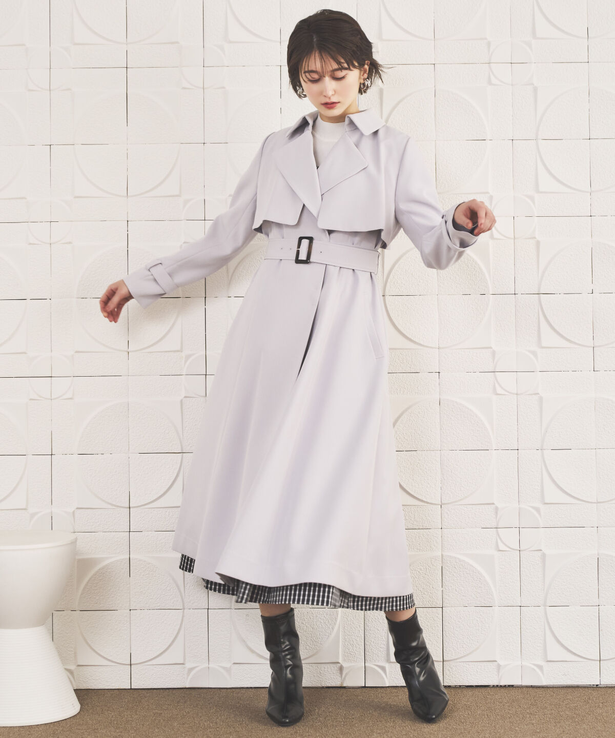 アンドクチュール「ミニマルムードトレンチコート」|トレンチコート|