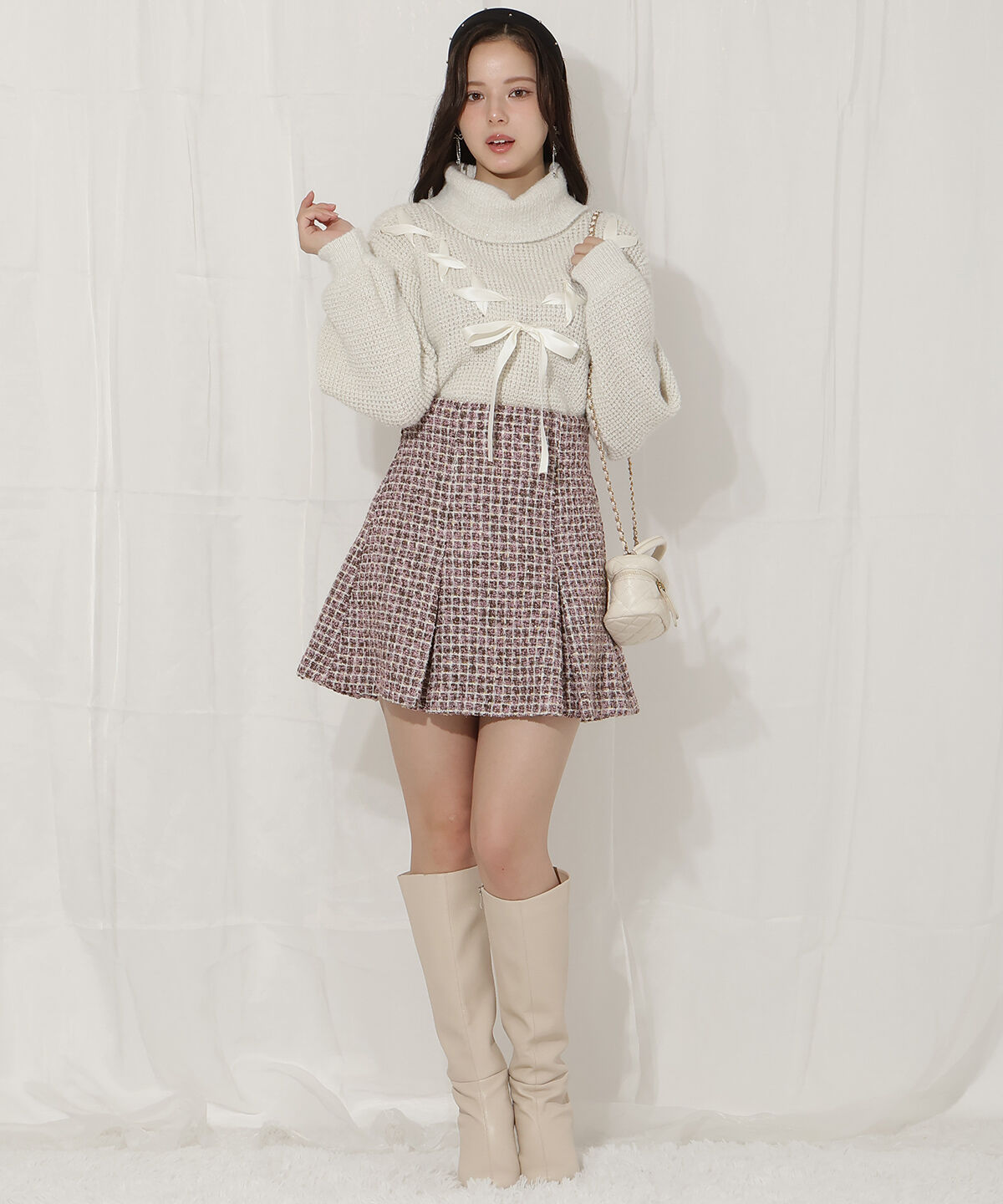 WILLSELECTION「ラメツイードミニスカート」|フレア|