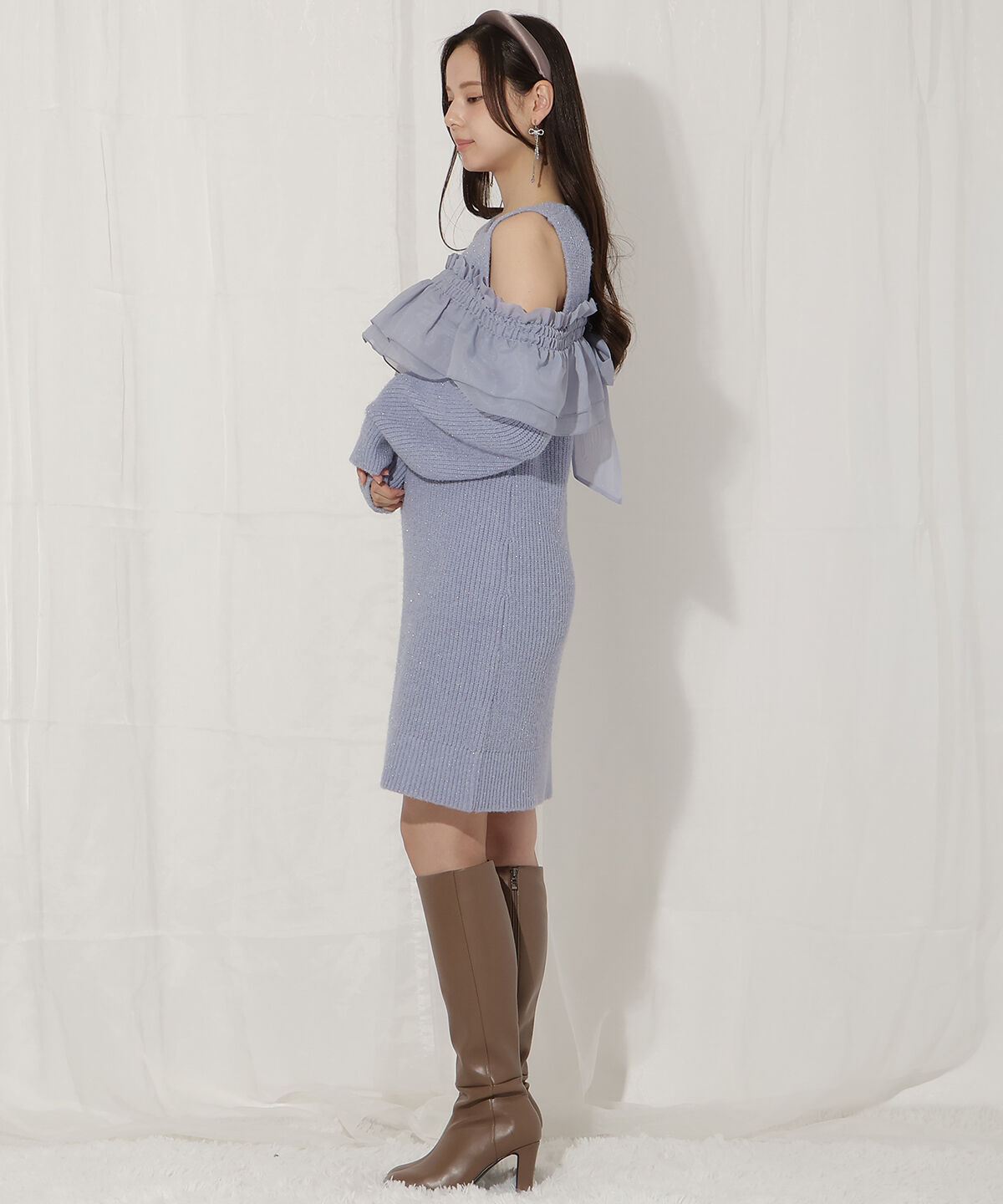 WILLSELECTION「バックリボンオフショルニットワンピース」|ワンピース|