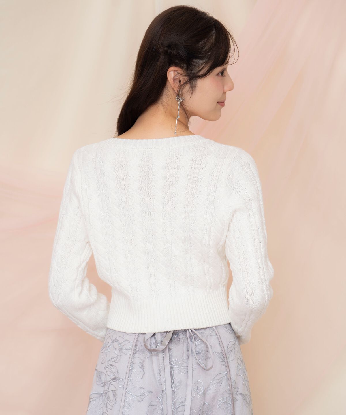 WILLSELECTION「ビジューリボンケーブルカーディガン」|カーディガン|