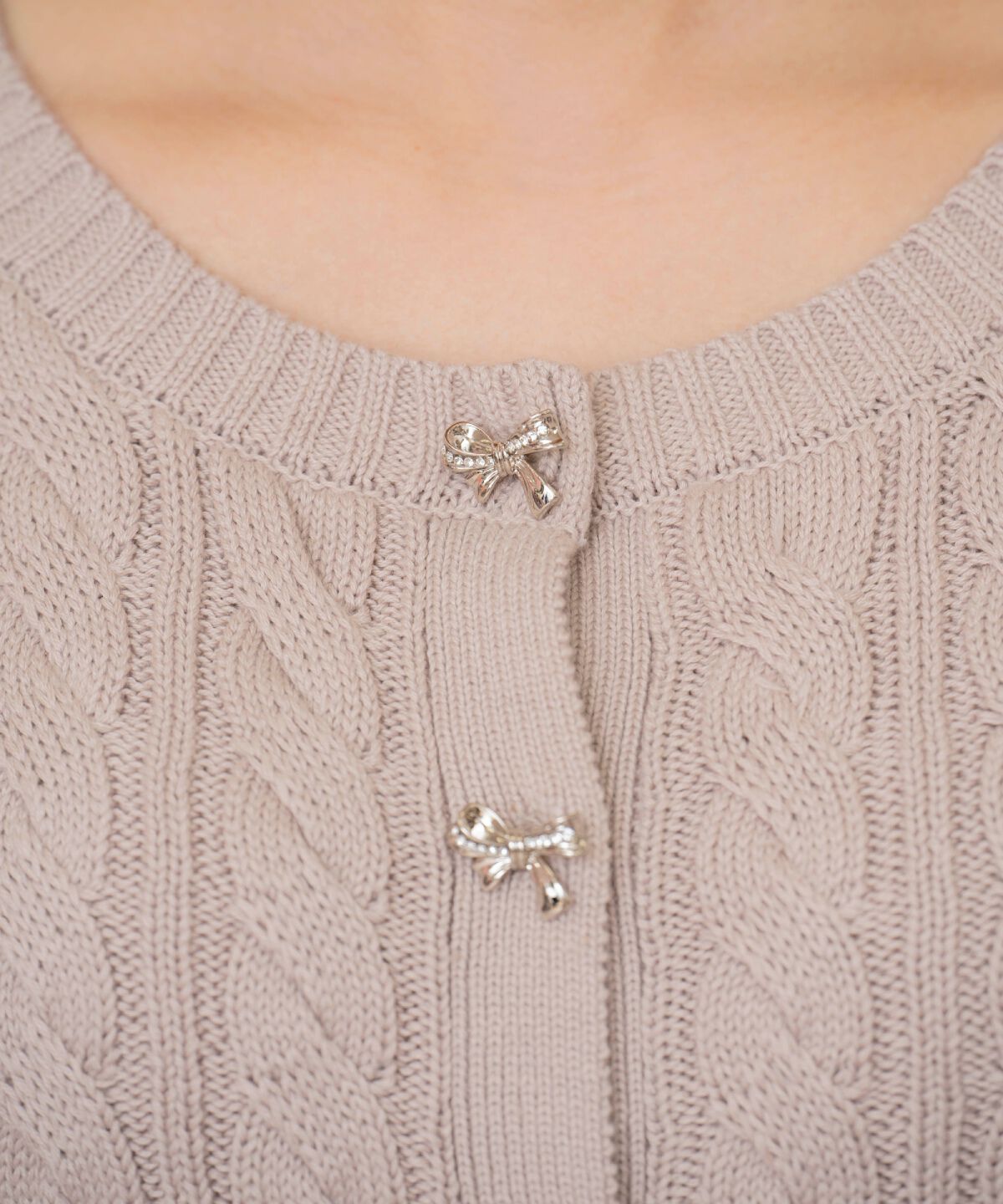 WILLSELECTION「ビジューリボンケーブルカーディガン」|カーディガン|