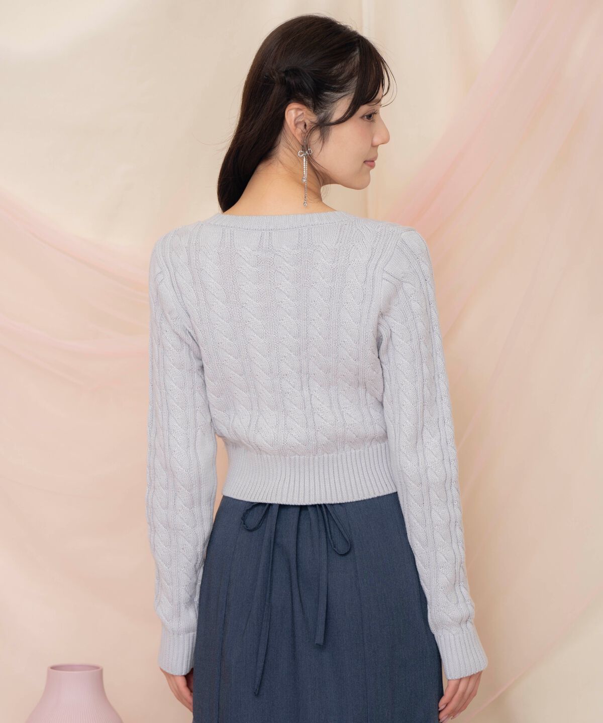 WILLSELECTION「ビジューリボンケーブルカーディガン」|カーディガン|