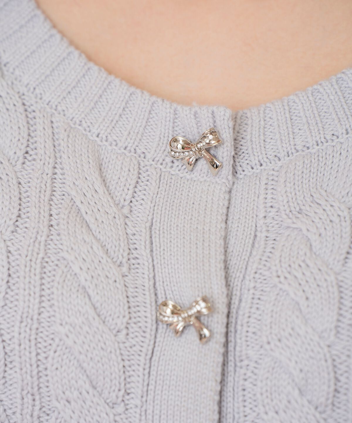 WILLSELECTION「ビジューリボンケーブルカーディガン」|カーディガン|