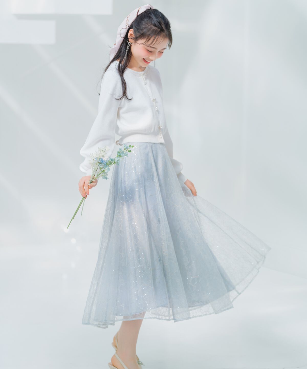 WILLSELECTION「スパンコール付きチュールスカート」|フレア|