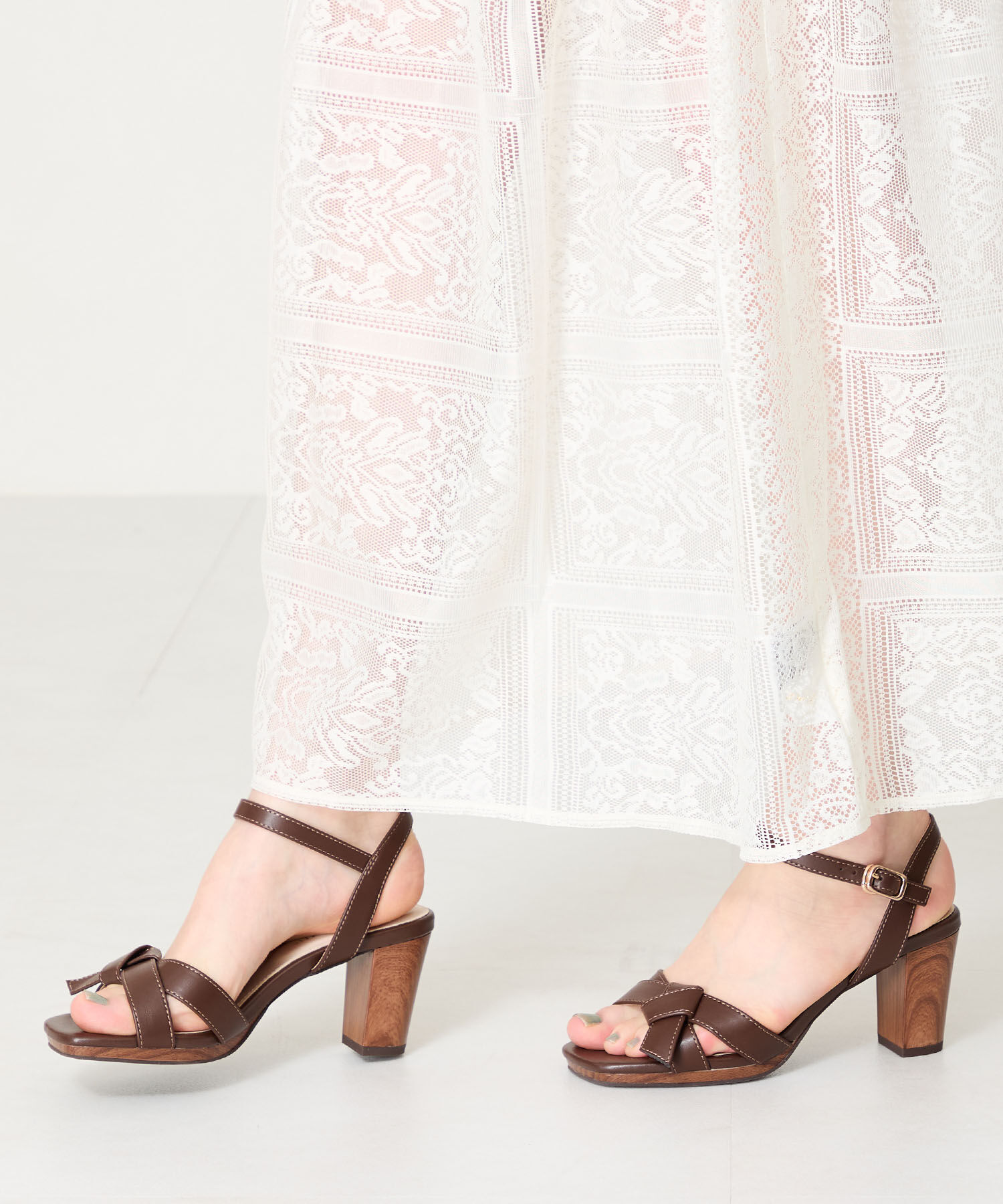 ORiental TRaffic「リボンベルトウッドヒールサンダル/51225 サンダル 人気 ヒール8.2cm」|サンダル|