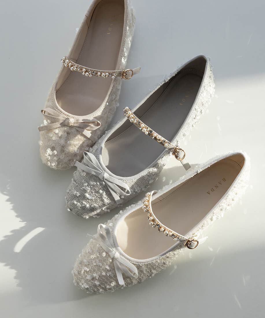  「ビジューストラップバレエシューズ」|パンプス|