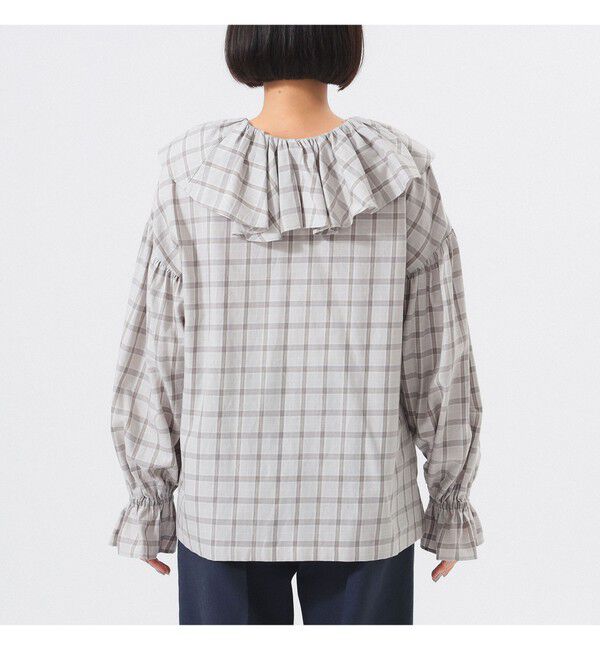 BEAMSBOY「チェック フリルカラー シャツ」|シャツ・ブラウス|