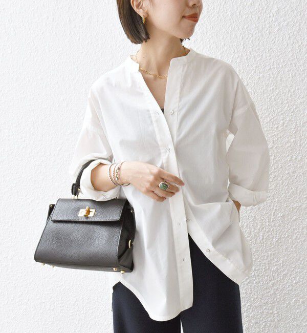 SHIPS any「SHIPS any:〈洗濯機可能〉REPREVE バンド カラー シャツ」|シャツ・ブラウス|ホワイト