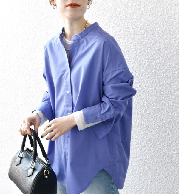 SHIPS any「SHIPS any:〈洗濯機可能〉REPREVE バンド カラー シャツ」|シャツ・ブラウス|ロイヤルブルー