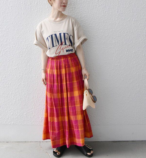 SHIPS any「SHIPS any:〈洗濯機可能〉カラー チェック ギャザー フレア スカート」|スカート|