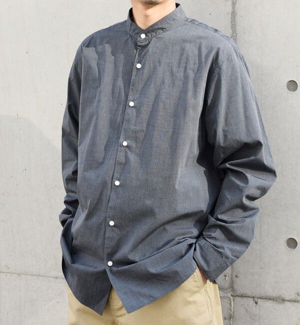 SHIPS any「SHIPS any: ストライプ / ソリッド リラックス バンドカラー シャツ 25AW◇」|シャツ・ブラウス|