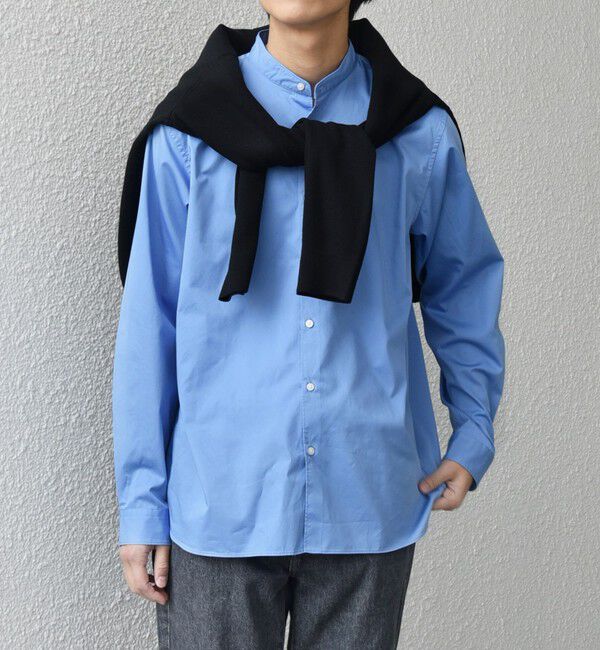 SHIPS any「SHIPS any: ストライプ / ソリッド リラックス バンドカラー シャツ 25AW◇」|シャツ・ブラウス|ロイヤルブルー