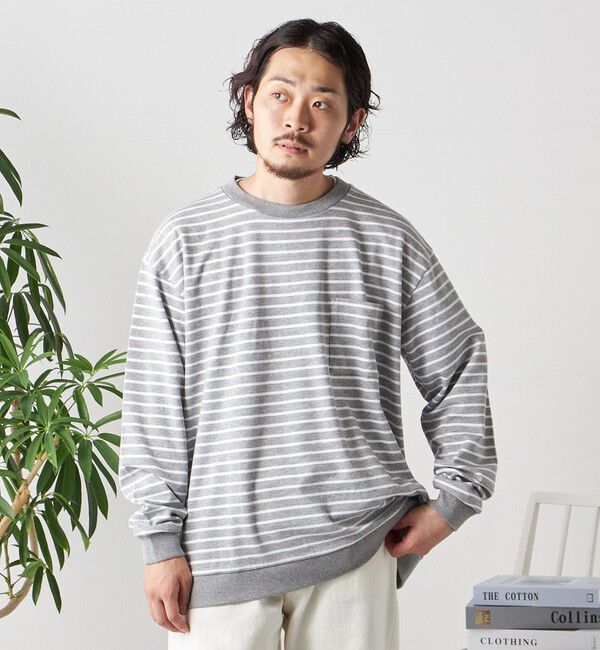 SHIPS any「SHIPS any: ソリッド / ボーダー スウェットライク Tシャツ (ロンT)◇」|Tシャツ・カットソー|