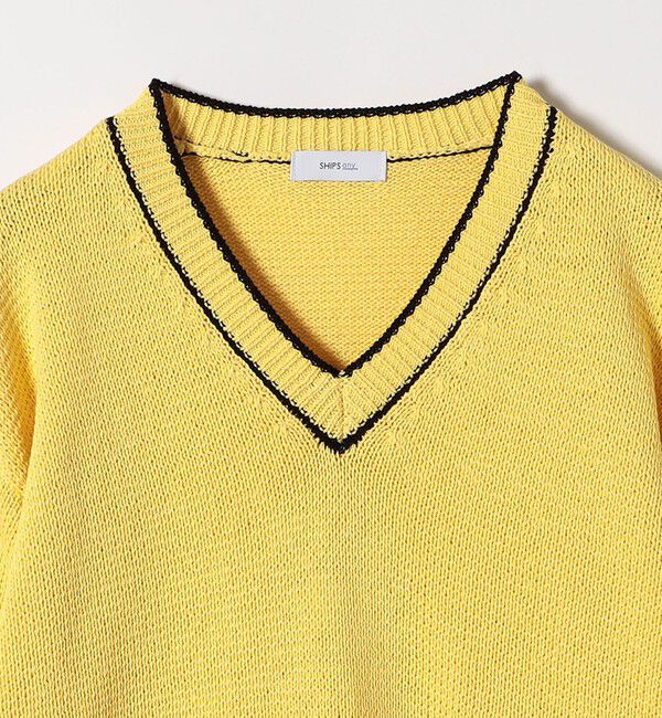 SHIPS any「SHIPS any:〈手洗い可能〉リリヤーン ライン Vネック ニット プルオーバー」|ニット・セーター|