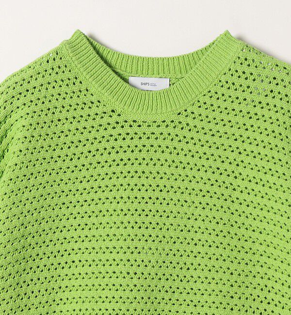 SHIPS any「SHIPS any: メッシュ ルーズ クルーネック ニット プルオーバー」|ニット・セーター|