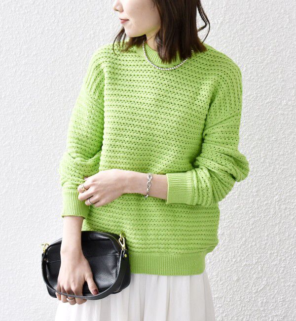 SHIPS any「SHIPS any: メッシュ ルーズ クルーネック ニット プルオーバー」|ニット・セーター|