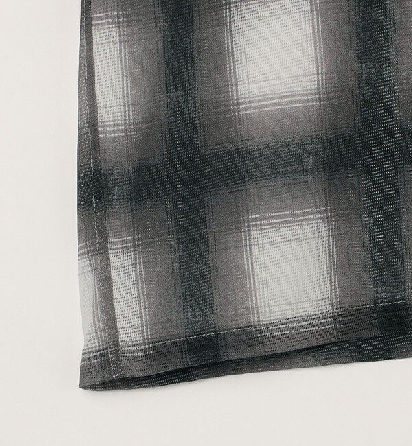 SHIPS any「SHIPS any: メッシュ オンブレチェック / ウェーブ パターン オープンカラー シアー シャツ◇」|シャツ・ブラウス|