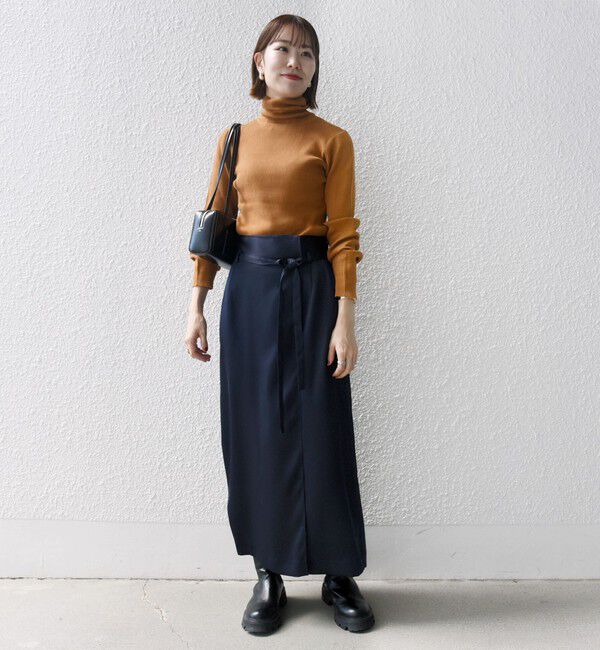 SHIPS any「SHIPS any:〈手洗い可能〉サテン ラップデザイン ロング タイト スカート」|タイト|