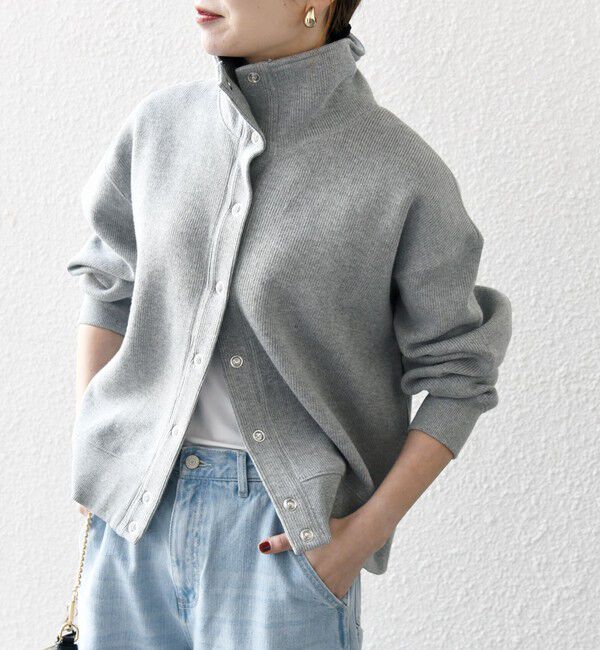 SHIPS any「SHIPS any:〈手洗い可能〉サカリバ スナップ スタンドカラー ブルゾン カットソー」|Tシャツ・カットソー|