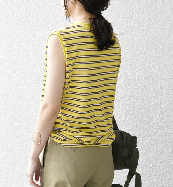 SHIPS any「SHIPS any:〈洗濯機可能〉パイル ボーダー ノースリーブ TEE」|タンクトップ|