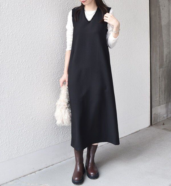 SHIPS Colors 「SHIPS Colors:〈手洗い可能〉シャーク フリンジ ジャンパー ワンピース◇」|ジャンパースカート|