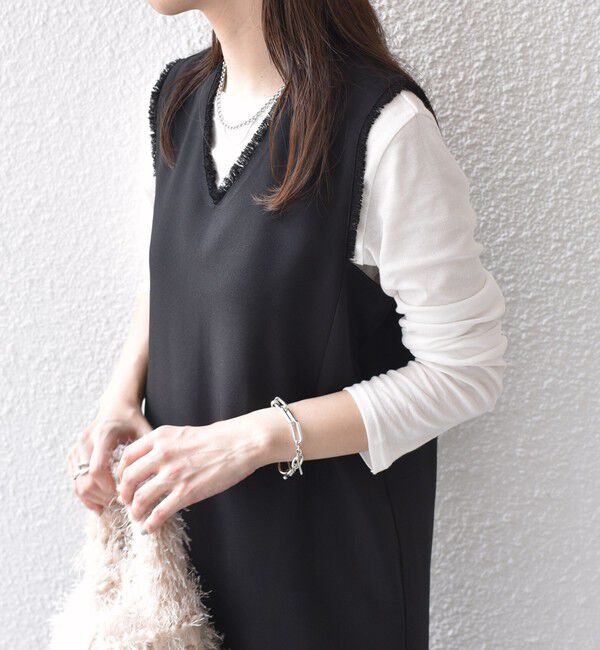 SHIPS Colors 「SHIPS Colors:〈手洗い可能〉シャーク フリンジ ジャンパー ワンピース◇」|ジャンパースカート|