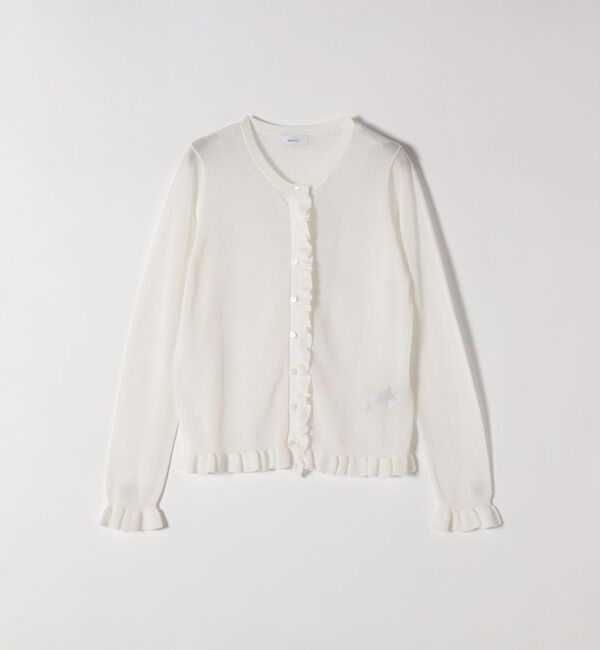 SHIPS any「SHIPS any:〈手洗い可能〉コットン ミックス シアー フリル カーディガン」|カーディガン|