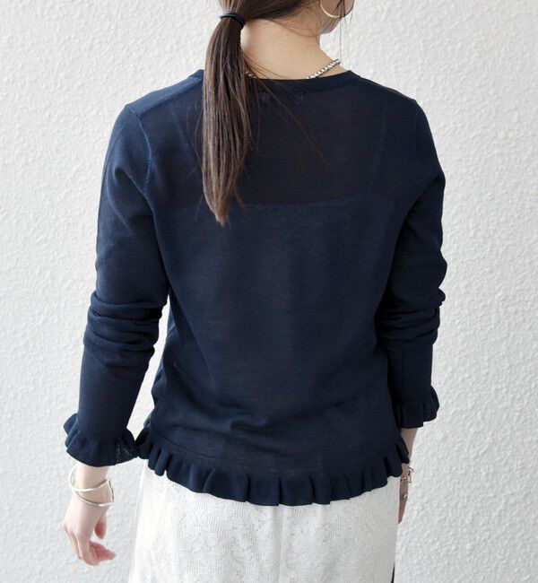 SHIPS any「SHIPS any:〈手洗い可能〉コットン ミックス シアー フリル カーディガン」|カーディガン|