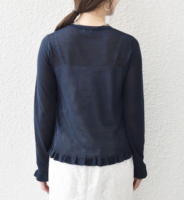 SHIPS any「SHIPS any:〈手洗い可能〉コットン ミックス シアー フリル カーディガン」|カーディガン|