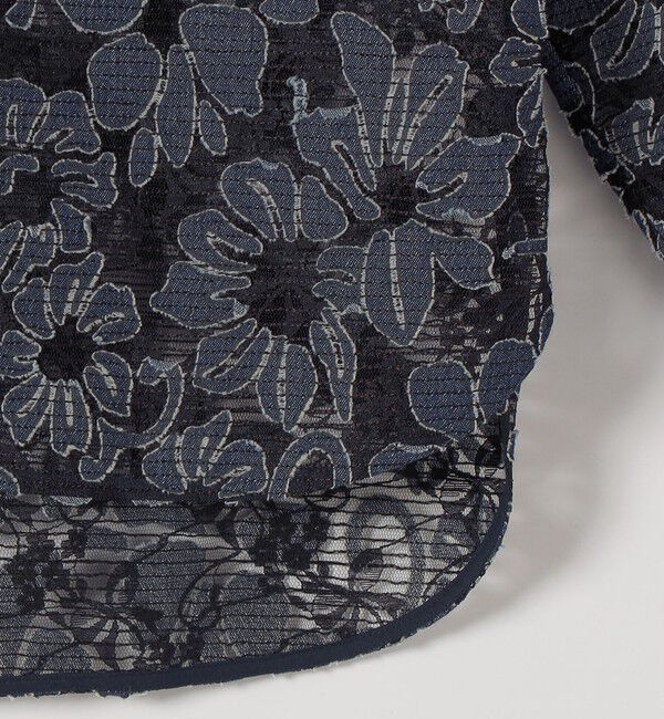 quaranciel「quaranciel:〈手洗い可能〉デニム フラワー レース バンドカラー シャツ」|シャツ・ブラウス|
