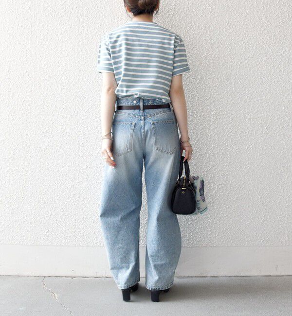 SHIPS any「SHIPS any:〈洗濯機可能〉マリンボーダー レースアップ ショートスリーブ TEE」|Tシャツ・カットソー|