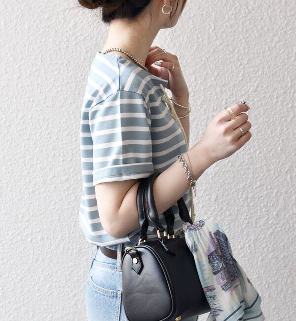 SHIPS any「SHIPS any:〈洗濯機可能〉マリンボーダー レースアップ ショートスリーブ TEE」|Tシャツ・カットソー|