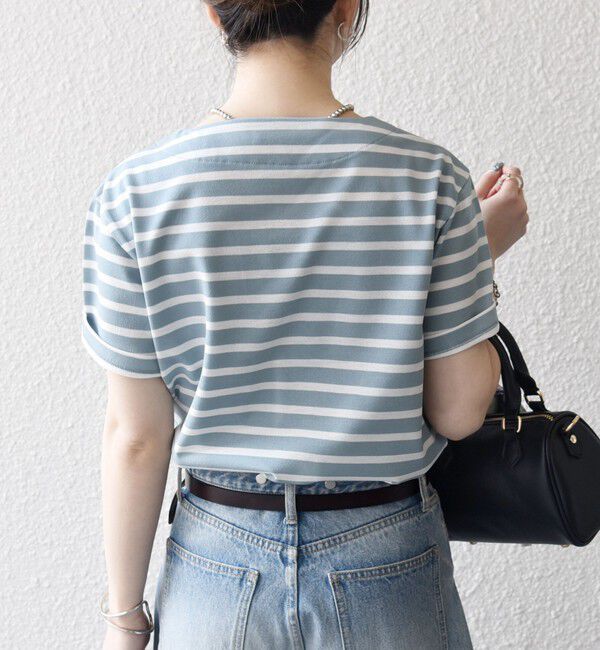 SHIPS any「SHIPS any:〈洗濯機可能〉マリンボーダー レースアップ ショートスリーブ TEE」|Tシャツ・カットソー|