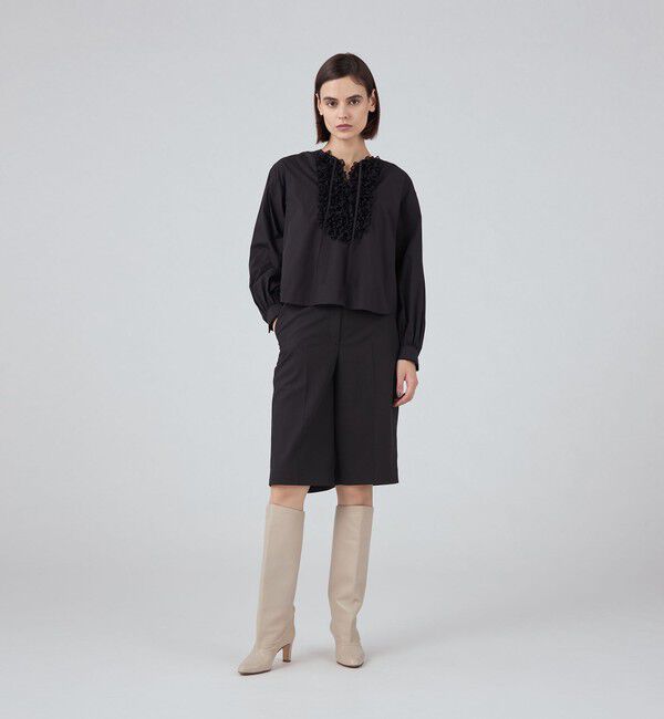 TOMORROWLAND collection「ブラックコンビネーション フリルブラウス」|シャツ・ブラウス|