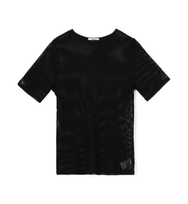 Edition「シアーストライプ ハーフスリーブトップス」|Tシャツ・カットソー|19 ブラック