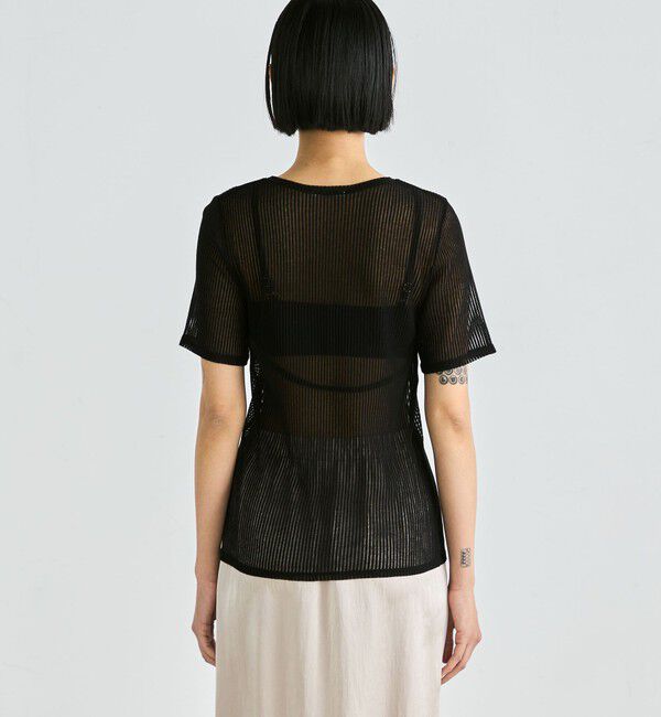 Edition「シアーストライプ ハーフスリーブトップス」|Tシャツ・カットソー|