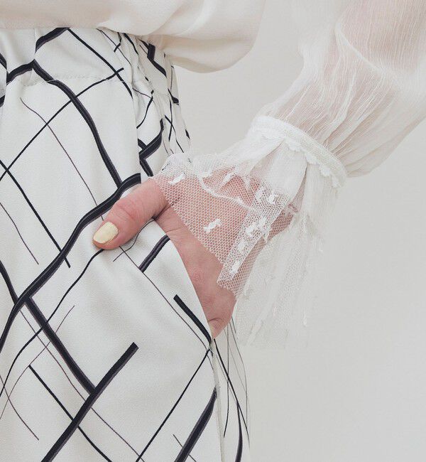 DES PRES「ウィンドウフレームプリント セミマーメイドスカート」|フレア|